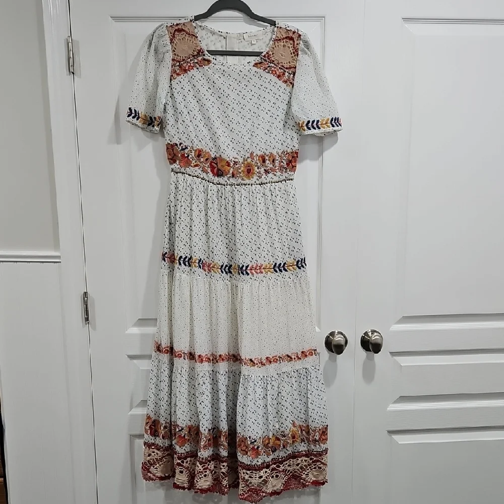 Bohme Embroidered Tiered Dress With Lace